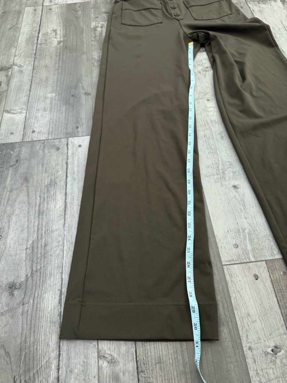 Halara DayStretch High Waisted Straight Leg Casual Pants Pockets Green Med Tall - Picture 7 of 7